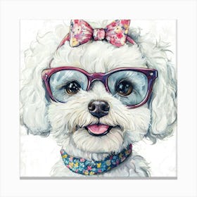 Dog In Glasses 2 Canvas Print