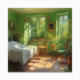 Green Bedroom Canvas Print