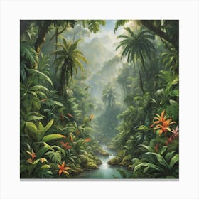 Tropical Jungle Art Print Paintings 2 Canvas Print