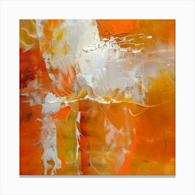 arthy Hues Abstract Painting - Warm Orange & Cream Art Canvas Print