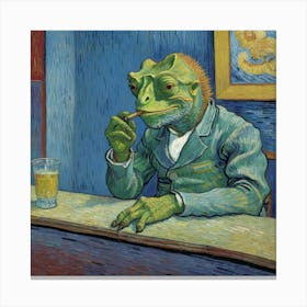 Gentleman Chameleon in a Bar Canvas Print