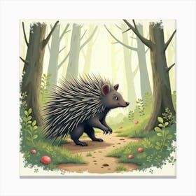 Porcupine In The Forest Canvas Print