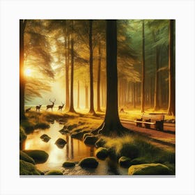 Sunrise In The Forest Canvas Print