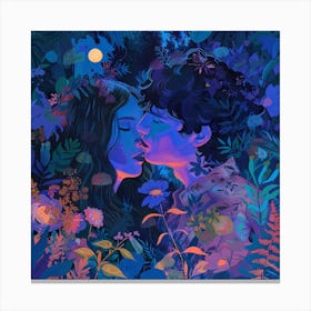 Kissing In The Forest Canvas Print