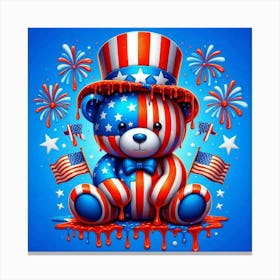 4th Of July Teddy Bear Canvas Print