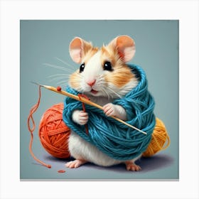 Hamster Knitting 6 Canvas Print