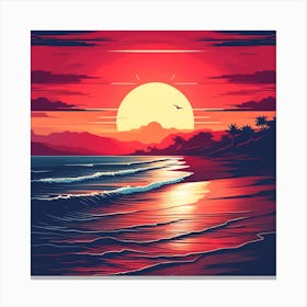 Sunset Beach Wallpaper Canvas Print