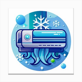 Air Conditioner Icon With Snowflake And Cool Air Canvas Print