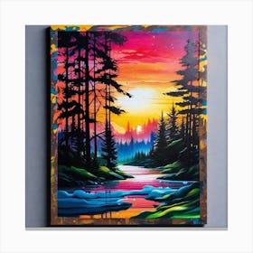 Sunset In The Forest 5 Canvas Print