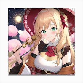 Anime Girl Holding An Umbrella Canvas Print