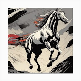 Horse Running In The Sky Canvas Print