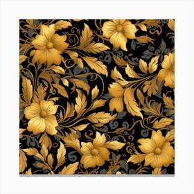 Flower Gold Floral Canvas Print