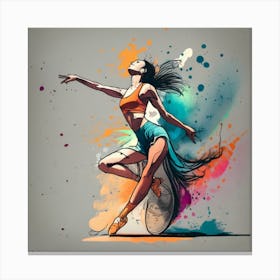 Dancer With Colorful Splashes 8 Canvas Print