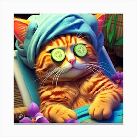 Cat Spa Day 2 Canvas Print