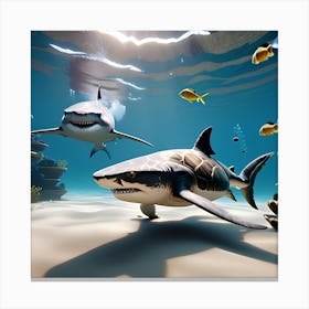 Sharks In The Sea 3 Canvas Print