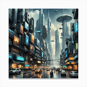 Busy City Streets Canvas Print