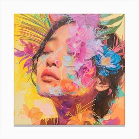 Asian Girl With Flowers Canvas Print