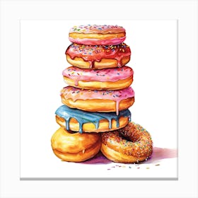 Stack Of Rainbow Donuts 1 Canvas Print
