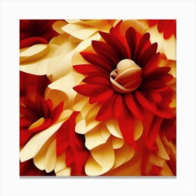 Red And Yellow Floral Sculpture Canvas Print
