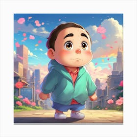 Anime Boy With Flowers Canvas Print