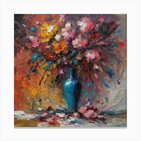Flowers In A Blue Vase Canvas Print