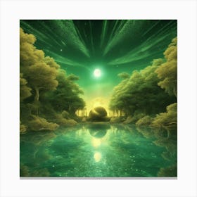 This Is A Surreal, Intricate Green Cg Rendering Graph,A Blue And Black Fountain Of Life,The Transpar Canvas Print