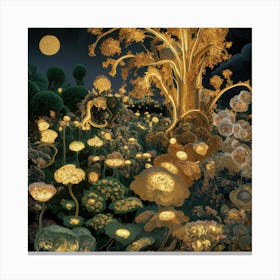 Gilded Garden Nocturnal Blooms (4) Canvas Print