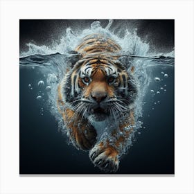 Tiger Swimming Underwater Canvas Print