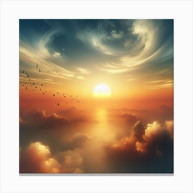 Sunset Over Clouds Canvas Print