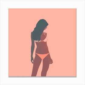 Minimalist Illustration Of Woman In Bikini Canvas Print