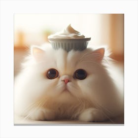 Cute Cat Cream 3 Canvas Print