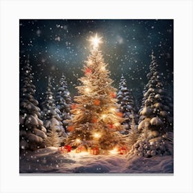 Christmas Tree In The Snow 1 Canvas Print