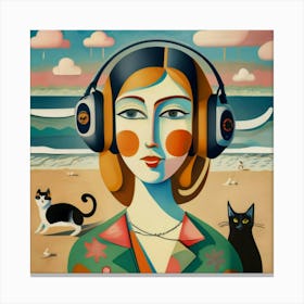 Woman Listening To Music 11 Canvas Print