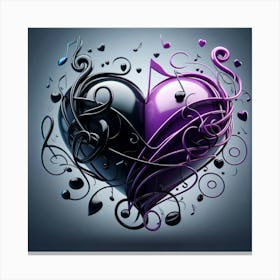 Music Notes Heart Canvas Print