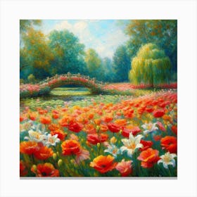 Poppies And Bridge Canvas Print