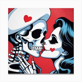 Day Of The Dead Kiss Canvas Print