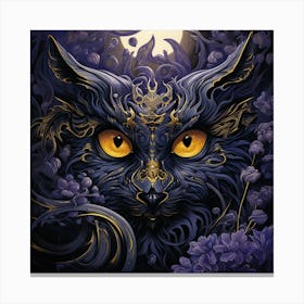 Cat In The Moonlight Canvas Print