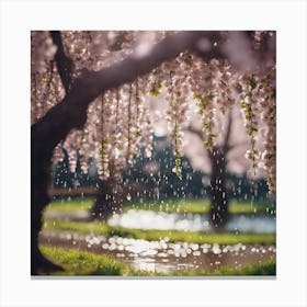 April Showers, Cascading Cherry Blossom Canvas Print