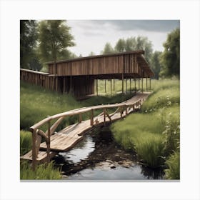 "Wooden Bridge Serenity" Canvas Print