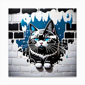 3D, Cat Graffiti Wall Art Canvas Print
