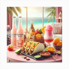 Corona and tacos Canvas Print