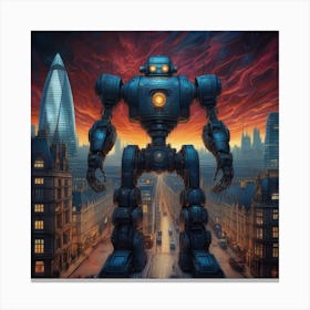 Robot In City Of London Centered Symmetry Painted Intricate Volumetric Lighting Beautiful Ric (6) Canvas Print