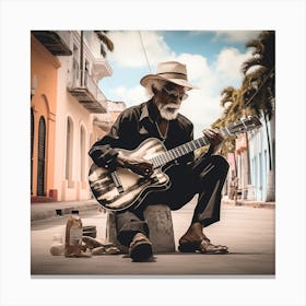 Old Man Playing Guitar 18 Canvas Print