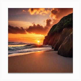 Sunset On The Beach 250 Canvas Print