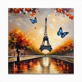 Eiffel Tower And Butterflies Canvas Print