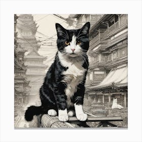 Cat In A City Canvas Print