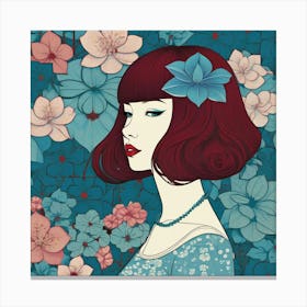 Asian Girl With Flowers 12 Canvas Print