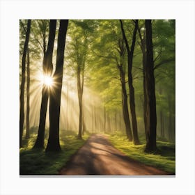 Forest Road In The Morning Canvas Print