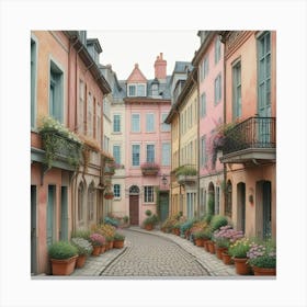 European Vintage Streetscape Streets Of Timeless Charm (1) Canvas Print