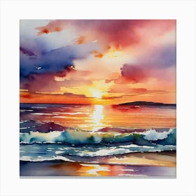 Sunset Watercolor Painting 1 Canvas Print